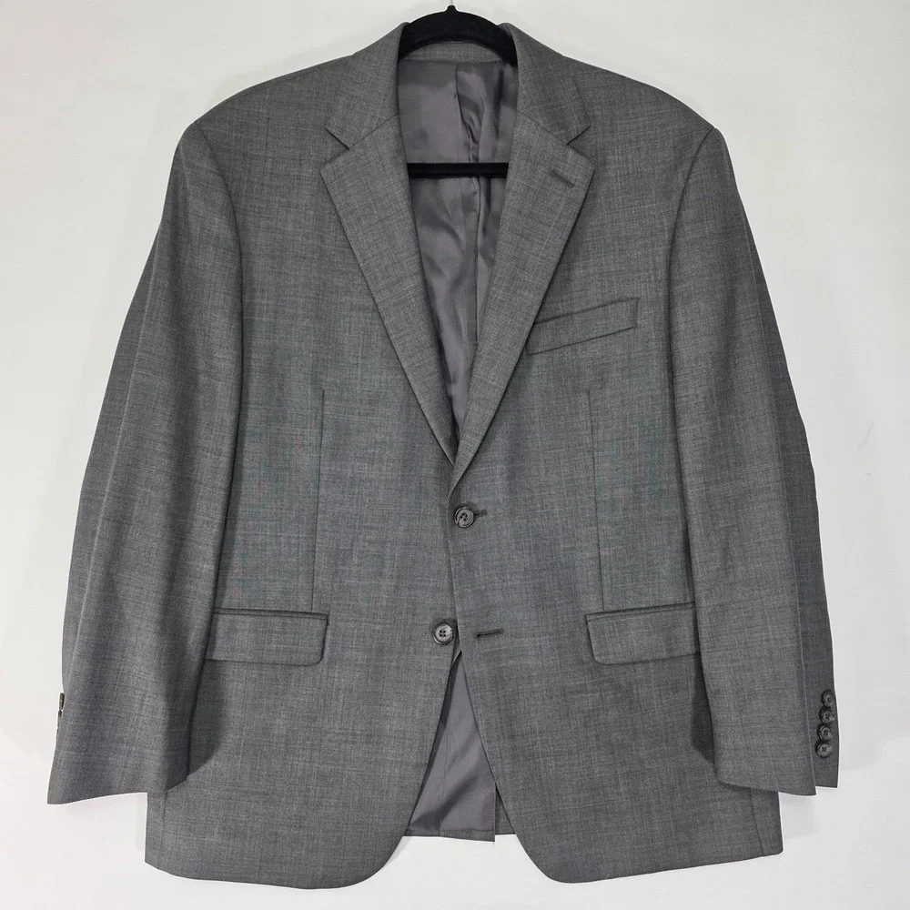 Lauren Ralph Lauren Men's Sport Coat‎ Blazer Two Button Gray Sharkskin Wool 40S